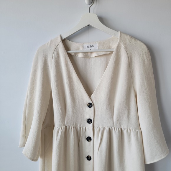 ba&sh women's button front cath mini dress size 8 V-neckline short sleeve - Picture 3 of 7